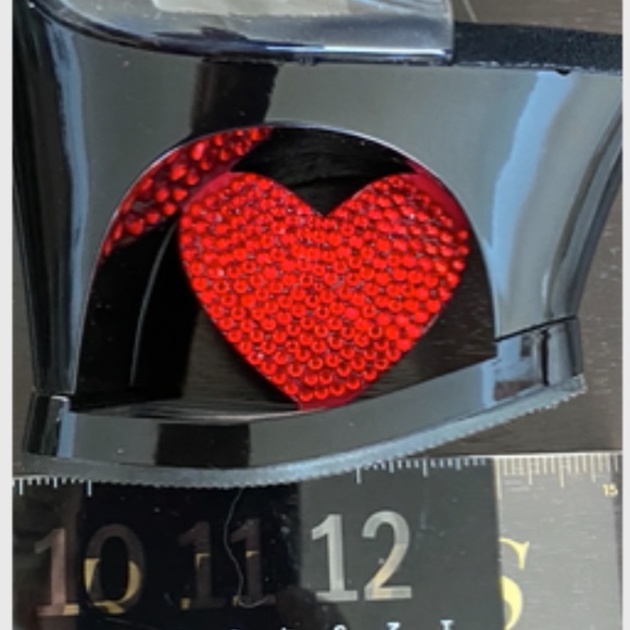 Pleasers Stilettos | MOON-708HRS | Black + Clear + Red Crystal Hearts | NWOT - Picture 9 of 16